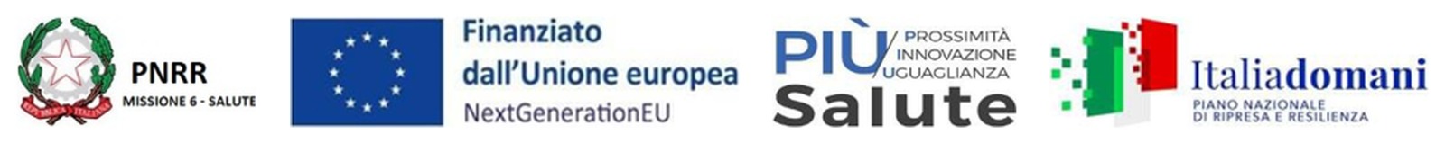 PNRR Missione 6 Salute - Finanziato dall'Unione europea NextGenerationEU - Più Salute: Prossimità, Innovazione, Uguaglianza - Italia Domani, Piano Nazionale di Ripresa e Resilienza
